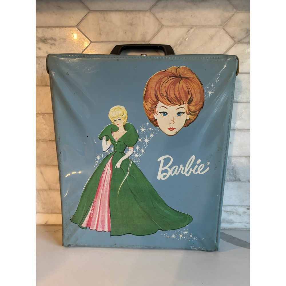 Vintage Barbie 1963 Mattel Blue Vinyl Doll Carrying Case